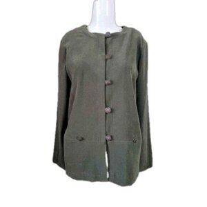 Vintage R&K Original sz 8 Petite 8P dressy blazer jacket green button front EUC